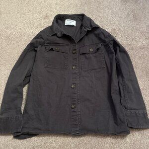 Old Navy medium 8 dark grey or charcoal pocket button down shirt thick material